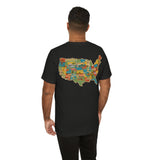 Legends of Route 66 100th Anniversary Landmark Map Design Cotton Front and Back Printed Short Sleeve Tee