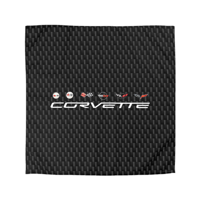 Chevy Corvette C1-C6 Microfiber Carbon Duvet Cover, Soft Lightweight Bedding for Car Lovers in White or Cream Underside