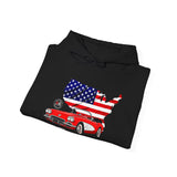 C1 Corvette American Flag Cotton Blend Hooded Sweatshirt – Legends of the Road, Perfect for the Corvette Fan
