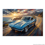 Corvette C2 Pacific Coast Highway Canvas Wall Art