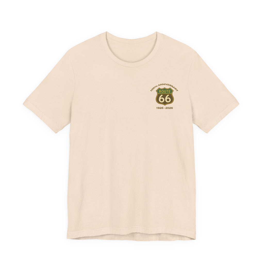 Legends of Route 66 100th Anniversary Landmark Collage Design Cotton Front and Back Printed Short Sleeve Tee