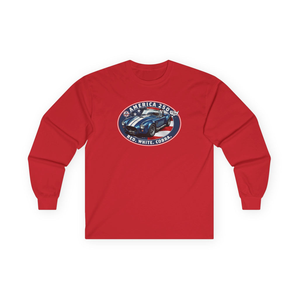 Shelby Cobra 427 "Red. White. Cobra." America 250 Oval Long-Sleeve T-Shirt