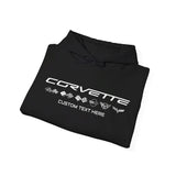 Personalized Corvette C1-C6 Flags Fleece Hoodie, Classic Fit Unisex Hoodie with Flags for All Generations, 50/50 Cotton-Poly Blend, Soft & Warm, Officially Licensed GM Merchandise for Corvette Fans