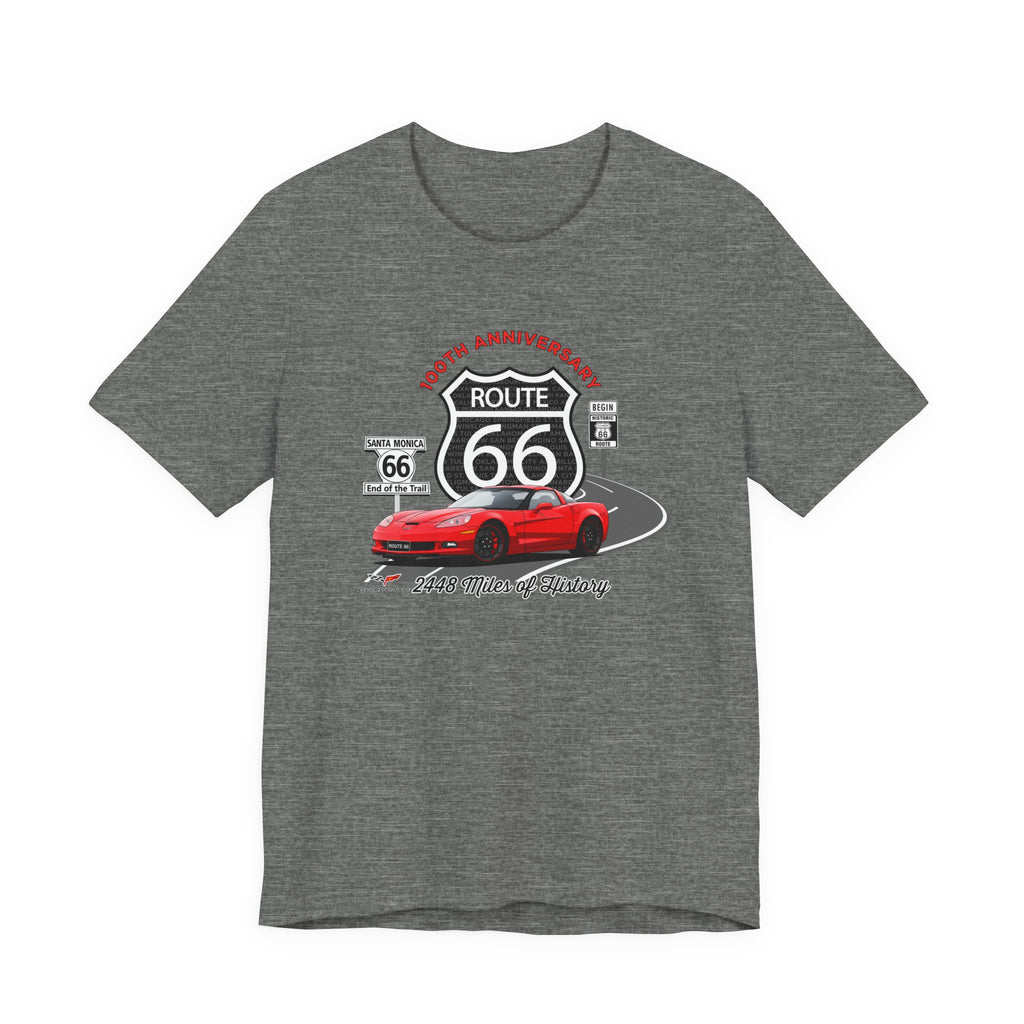 C6 Corvette Route 66 100th Anniversary Short Sleeve Tee – Legends of the Road, Perfect for the Corvette Fan