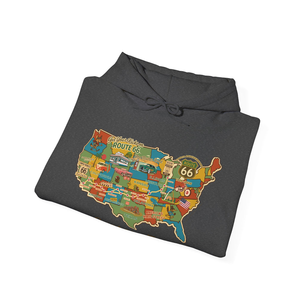 Legends of Route 66 100th Anniversary USA Map Personalized Unisex Fleece Hoodie Sweatshirt
