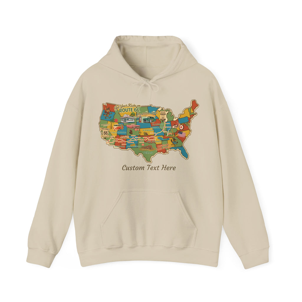 Legends of Route 66 100th Anniversary USA Map Personalized Unisex Fleece Hoodie Sweatshirt