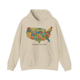 Legends of Route 66 100th Anniversary USA Map Personalized Unisex Fleece Hoodie Sweatshirt