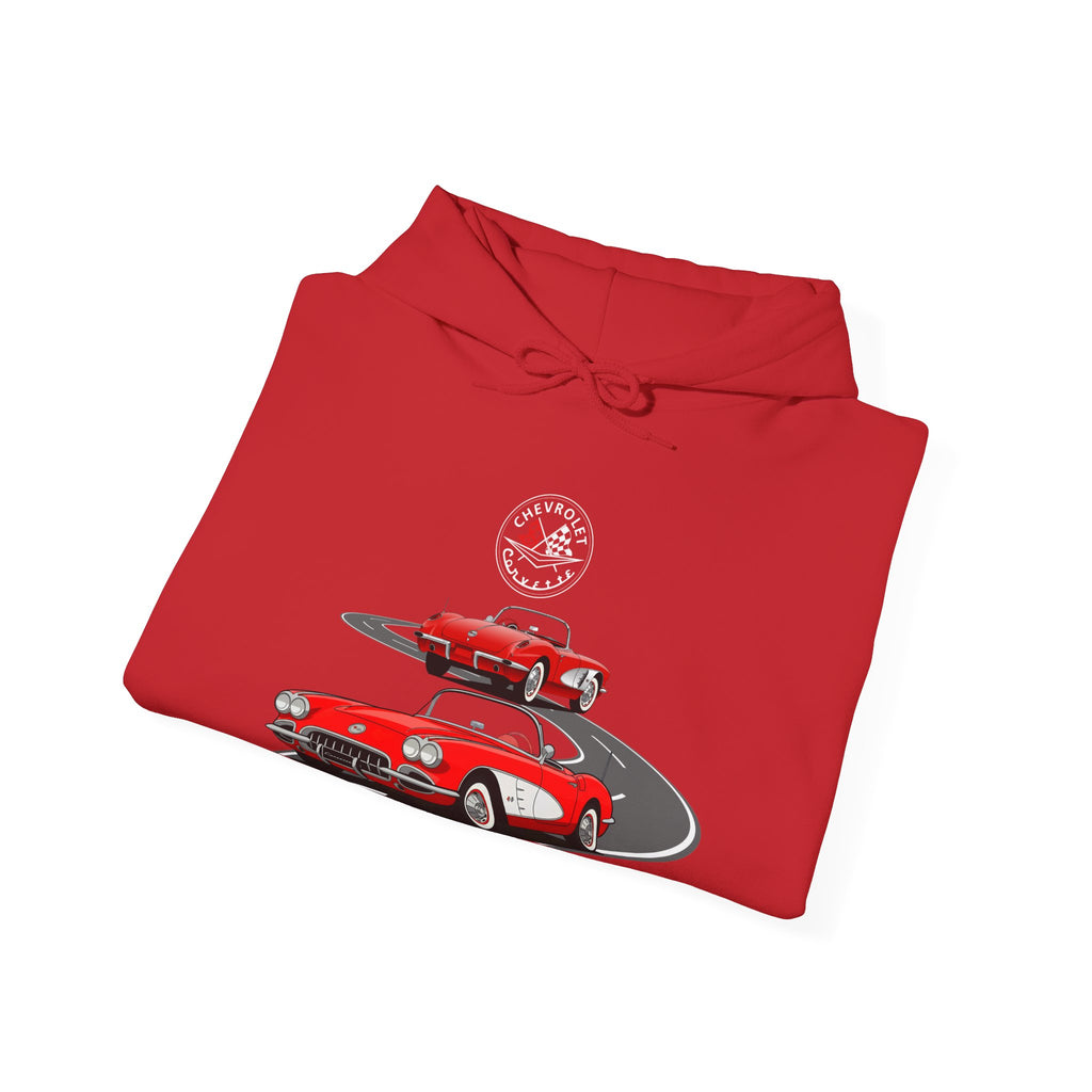 C1 Corvette Dual View Cotton Blend Hooded Sweatshirt – Legends of the Road, Perfect for the Corvette Fan