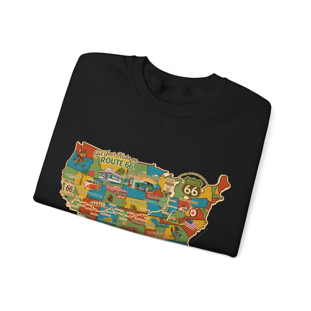Legends of Route 66 100th Anniversary USA Map Personalized Unisex Fleece Crewneck Sweatshirt