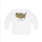 Legends of Route 66 100th Anniversary USA Map Cotton Front and Back Printed Personalized Tee- Long Sleeve