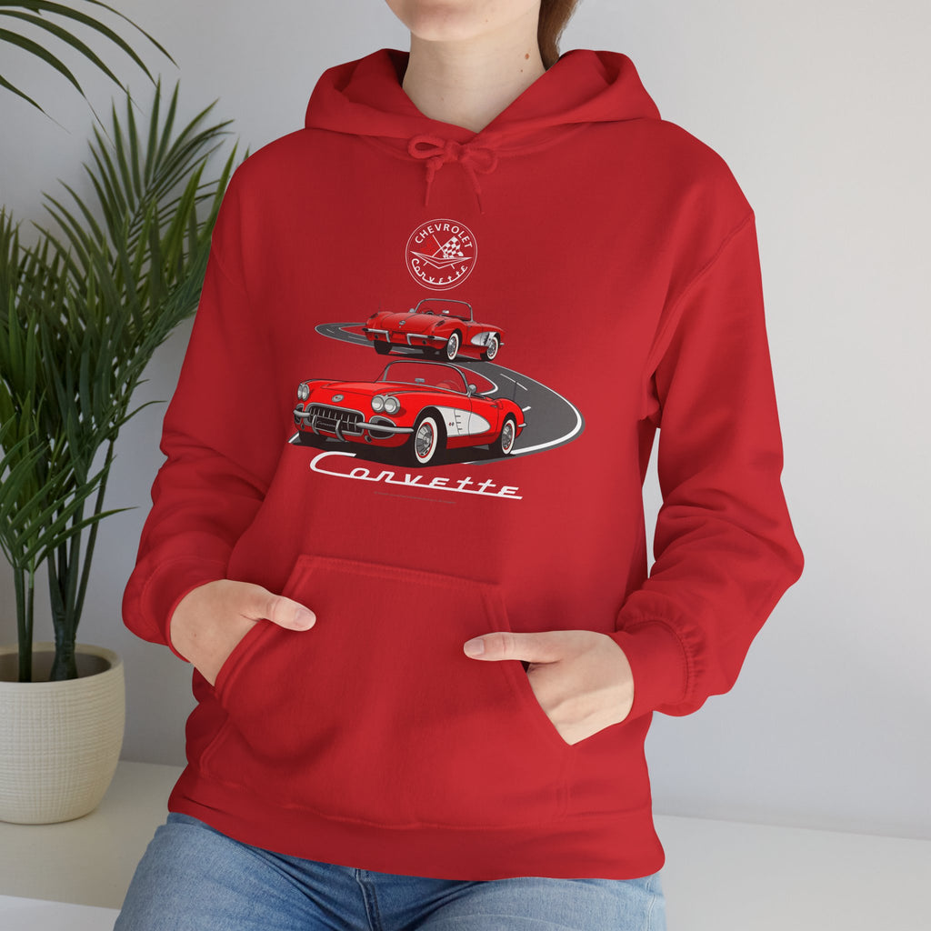 C1 Corvette Dual View Cotton Blend Hooded Sweatshirt – Legends of the Road, Perfect for the Corvette Fan