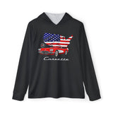C1 Corvette American Flag Hooded Performance Long Sleeve Tee – Legends of the Road, Perfect for the Corvette Fan