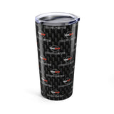 Corvette C4 Logo Repeat Pattern Carbon Tumbler 20oz | Retro Car Lover Travel Cup, Gift for Him, Car Enthusiast, Father's Day, Road Trip