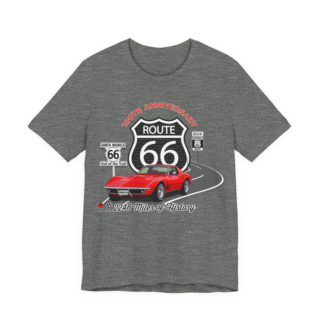 C3 Corvette Route 66 100th Anniversary Short Sleeve Tee – Legends of the Road, Perfect for the Corvette Fan