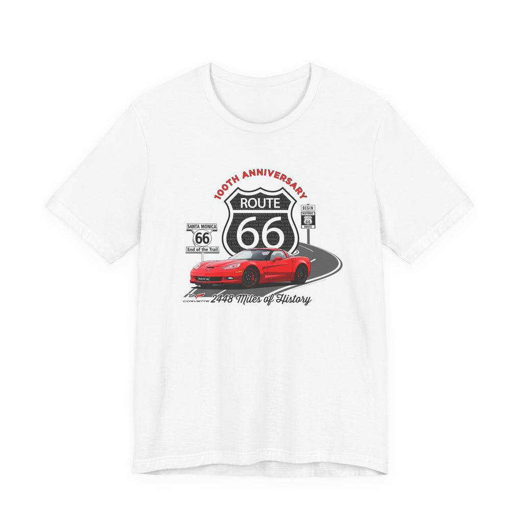 C6 Corvette Route 66 100th Anniversary Short Sleeve Tee – Legends of the Road, Perfect for the Corvette Fan