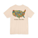 Legends of Route 66 100th Anniversary Landmark Map Design Cotton Front and Back Printed Personalized Short Sleeve Tee