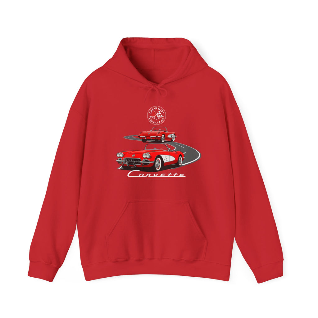 C1 Corvette Dual View Cotton Blend Hooded Sweatshirt – Legends of the Road, Perfect for the Corvette Fan