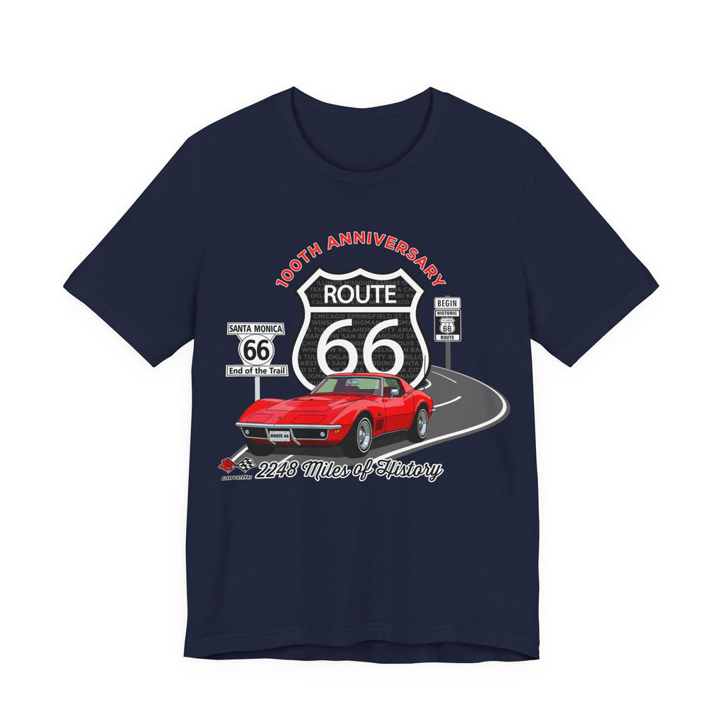 C3 Corvette Route 66 100th Anniversary Short Sleeve Tee – Legends of the Road, Perfect for the Corvette Fan
