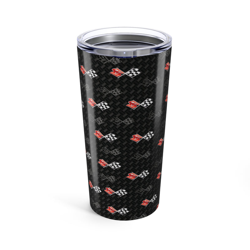 Corvette C3 Logo Toss  Pattern Carbon Tumbler 20oz | Retro Car Lover Travel Cup, Gift for Him, Car Enthusiast, Father's Day, Road Trip