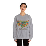Legends of Route 66 100th Anniversary USA Map Personalized Unisex Fleece Crewneck Sweatshirt