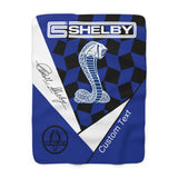 Shelby Snake Checkered Lightweight Personalized Blanket-Black/Blue/White