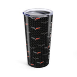 Corvette C6 Logo Toss  Pattern Carbon Tumbler 20oz | Retro Car Lover Travel Cup, Gift for Him, Car Enthusiast, Father's Day, Road Trip