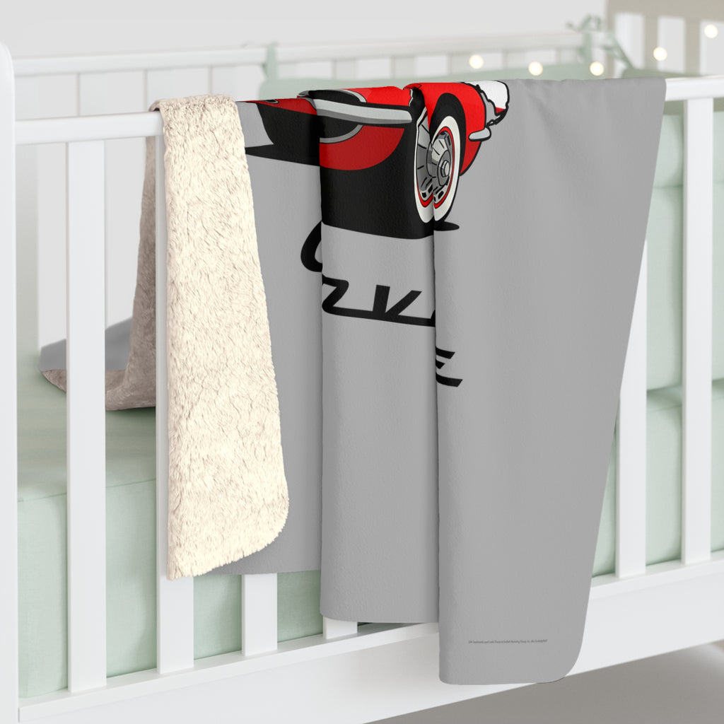 C1 Corvette American Flag 50 x 60 Inch Sherpa Fleece Blanket – Legends of the Road, Perfect for the Corvette Fan