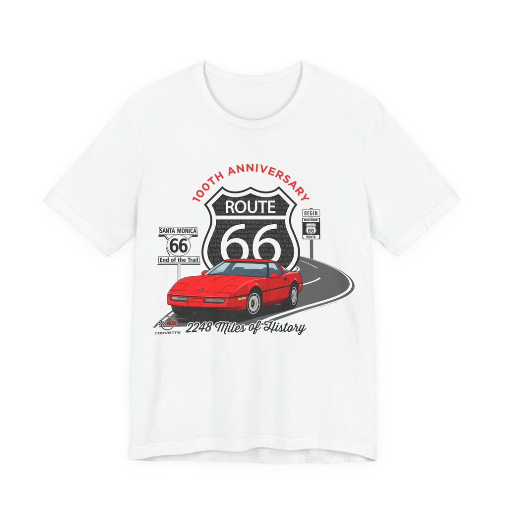 C4 Corvette Route 66 100th Anniversary Short Sleeve Tee – Legends of the Road, Perfect for the Corvette Fan