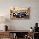 Carroll Shelby Blue Cobra 427 Open-Top Roadster Desert Mountains Canvas Wall Art