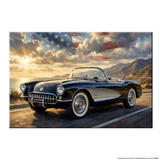 Corvette C1 Black C1 Pacific Coast Highway Canvas Wall Art