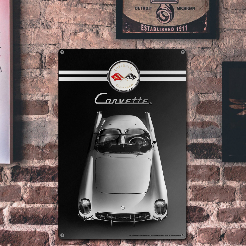 Corvette 1953 C1 18"x12" Metal Wall Decor – Vintage Muscle Car Premium Aluminum Wall Art, Classic Muscle Car Decor for Garage, Man Cave, Bar, or Home