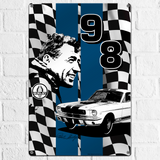 Carroll Shelby Signature 98 18"x12" Metal Wall Decor – Vintage Muscle Car Premium Aluminum Wall Art, Classic Muscle Car Decor for Garage, Man Cave, Bar, or Home
