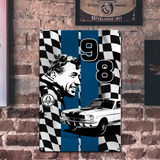 Carroll Shelby Signature 98 18"x12" Metal Wall Decor – Vintage Muscle Car Premium Aluminum Wall Art, Classic Muscle Car Decor for Garage, Man Cave, Bar, or Home