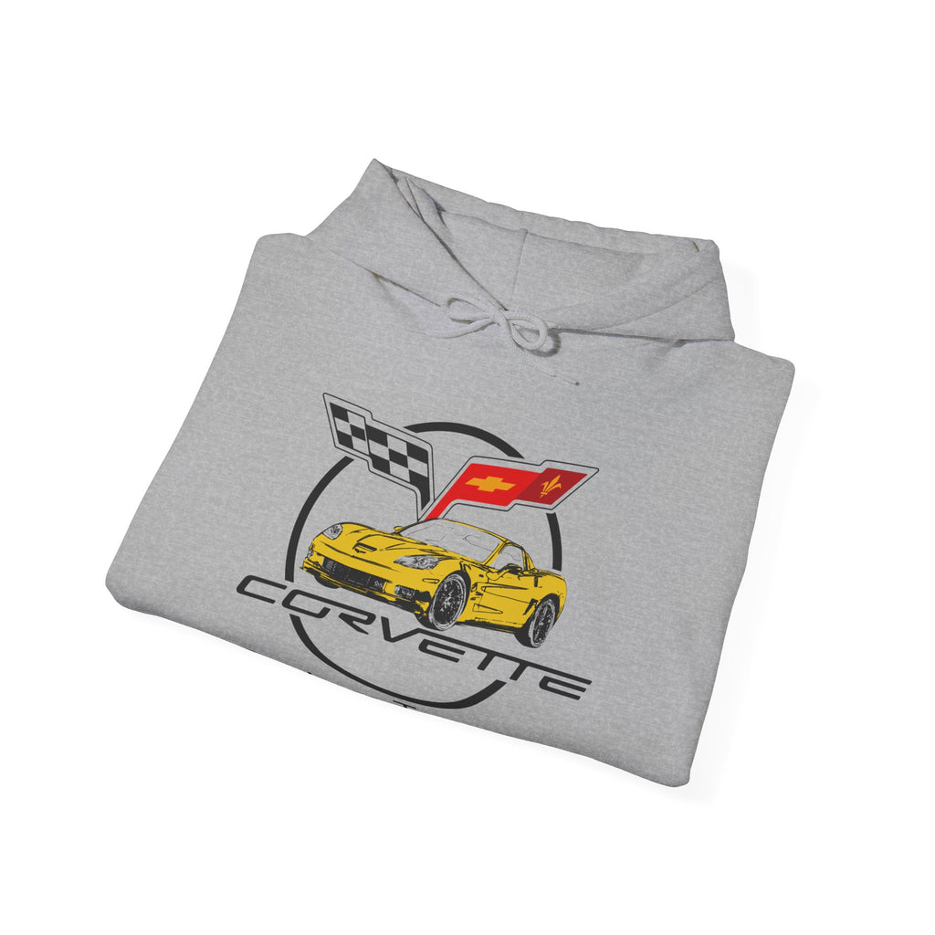 Custom C6 Corvette Hoodie, Personalized Yellow Car Color Cotton Blend Sweatshirt, Unisex Pullover for Car Lovers and Chevrolet Enthusiasts