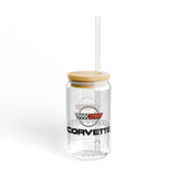 Corvette C4 16oz Clear Plastic Sipper – Corvette Script & C4 Logo | Gift for Car Enthusiasts, Summer BBQs, Nostalgic Kitchen Decor
