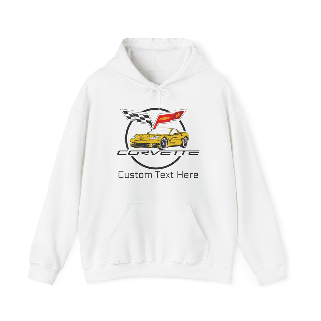 C6 Corvette Personalized Custom Car Color Cotton Blend Hooded Sweatshirt- YELLOW