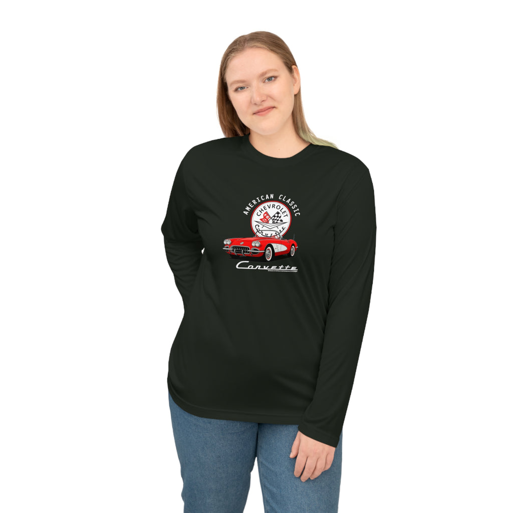 C1 Corvette American Classic Emblem Long Sleeve Performance Shirt Legends of the Road – Perfect for the Corvette Fan