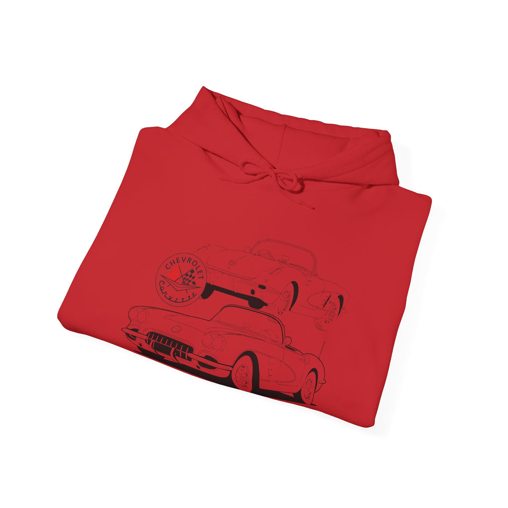 C1 Corvette Monochrome Design Cotton Blend Hooded Sweatshirt – Legends of the Road, Perfect for the Corvette Fan