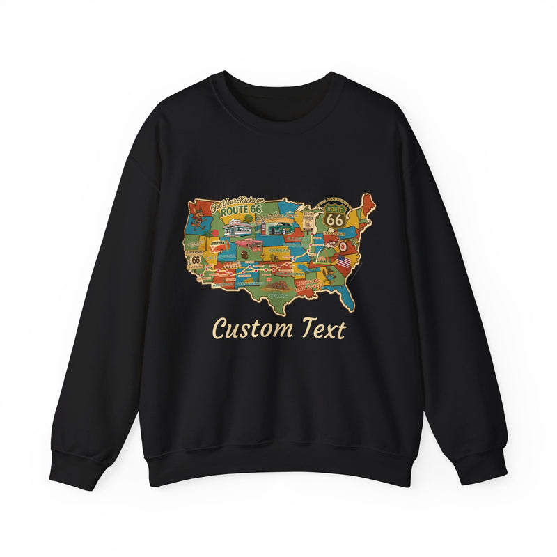 Legends of Route 66 100th Anniversary USA Map Personalized Unisex Fleece Crewneck Sweatshirt