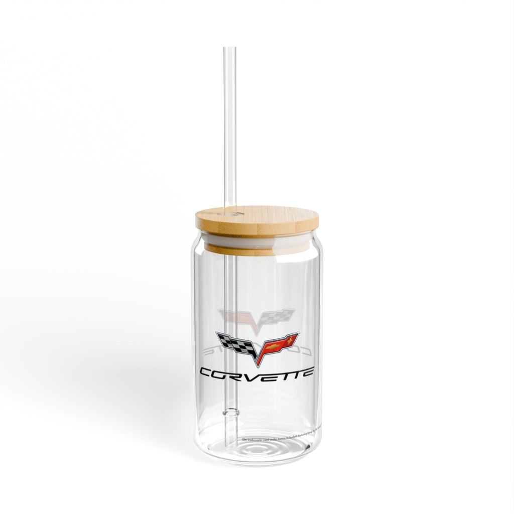 Corvette C6 16oz Clear Plastic Sipper – Corvette Script & C6 Logo | Gift for Car Enthusiasts, Summer BBQs, Nostalgic Kitchen Decor