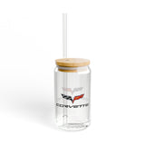 Corvette C6 16oz Clear Plastic Sipper – Corvette Script & C6 Logo | Gift for Car Enthusiasts, Summer BBQs, Nostalgic Kitchen Decor