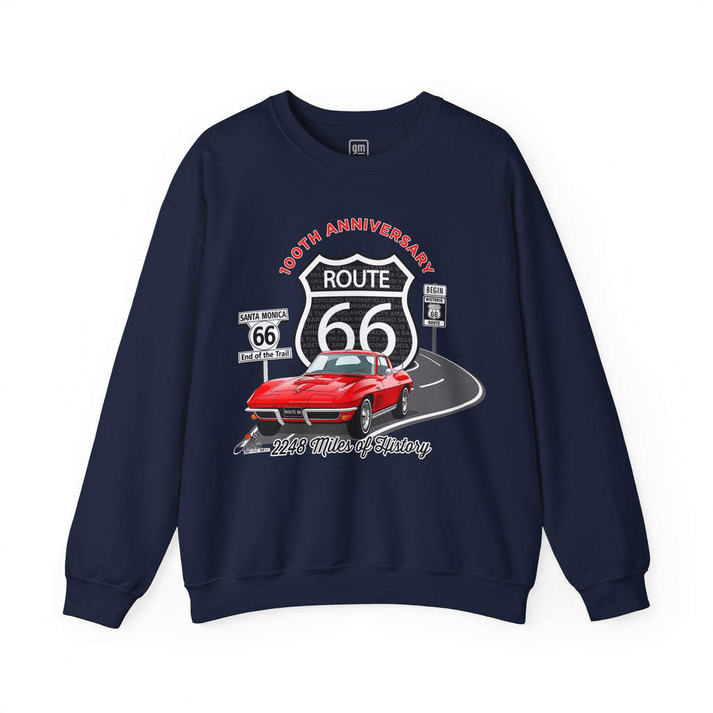 C2 Corvette Route 66 100th Anniversary Cotton Blend Sweatshirt – Legends of the Road, Perfect for the Corvette Fan