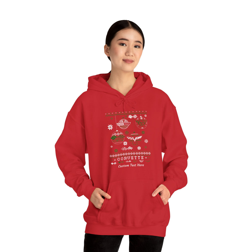 Corvette Ugly Sweater Christmas Personalized Cotton Blend Hooded Sweatshirt