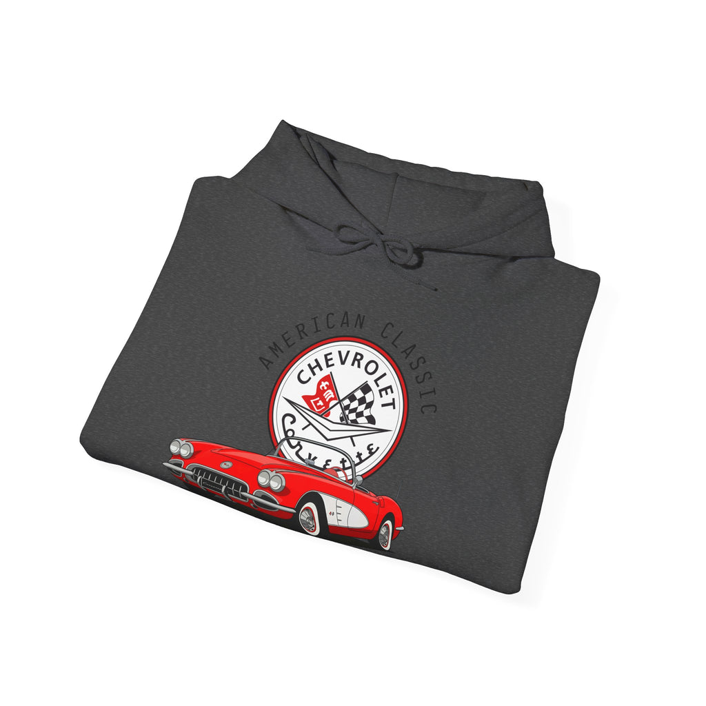C1 Corvette American Classic Emblem Cotton Blend Hooded Sweatshirt – Legends of the Road, Perfect for the Corvette Fan