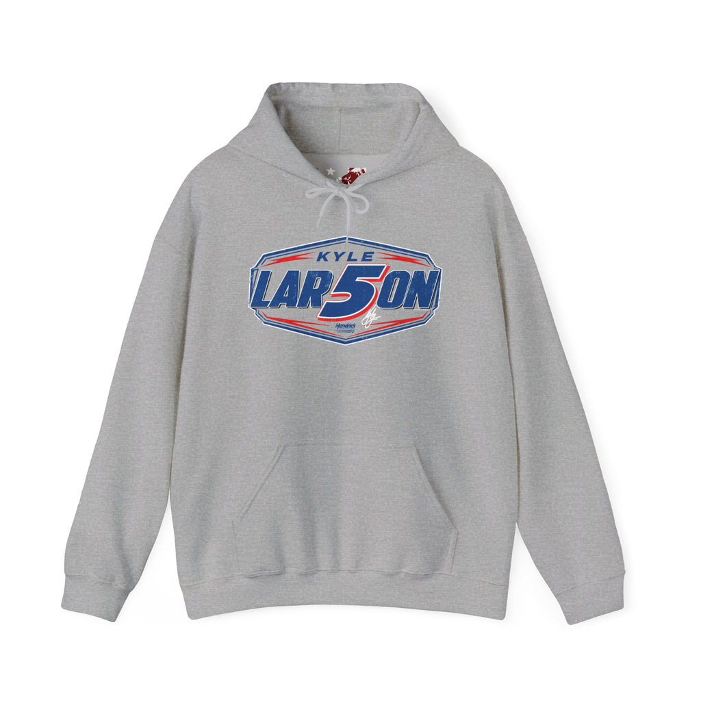Gray hoodie with text and graphics on a white background