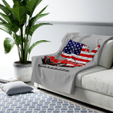 C1 Corvette American Flag 50 x 60 Inch Sherpa Fleece Blanket – Legends of the Road, Perfect for the Corvette Fan