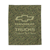 Personalized Chevrolet Trucks Bowtie Digital Camo Velveteen Plush Blanket, Ultra-Soft Medium-Weight 50x60