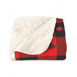 C1-C6 Corvette Flag Logos Personalized Red and Black Plaid Sherpa Blanket, Ideal for Car Enthusiasts