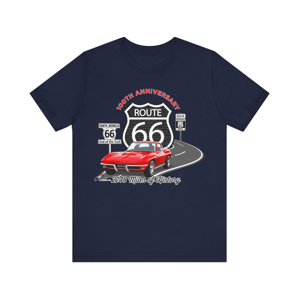 C2 Corvette Route 66 100th Anniversary Short Sleeve Tee – Legends of the Road, Perfect for the Corvette Fan