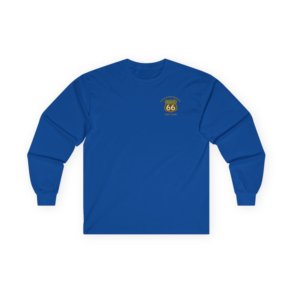 Legends of Route 66 100th Anniversary Landmark Collage Design Cotton Front and Back Printed Tee – Long Sleeve
